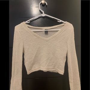 Tan long sleeve cropped shirt